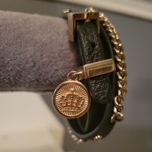 Vintage black leather chain Juicy Couture bracelet